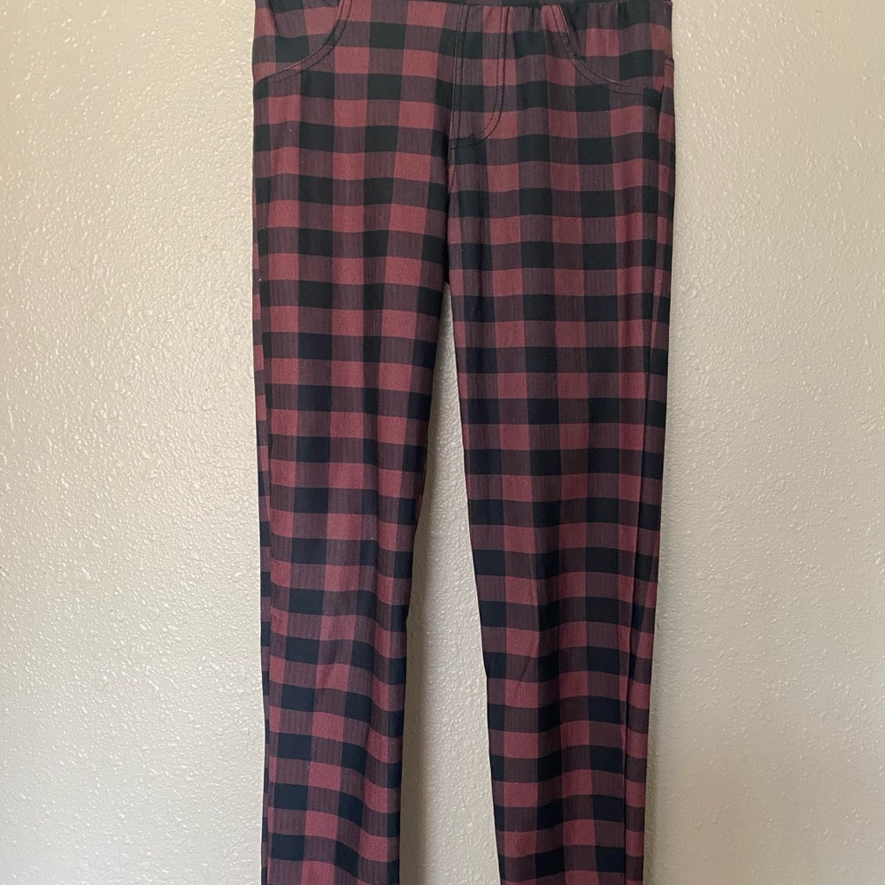 Plaid Pants in Black and Burgundy